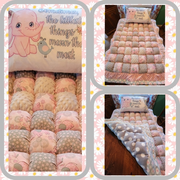 Ultimate Girl's Sensory Puff Quilt w/Matching Pillow Case - Picture 6 of 6